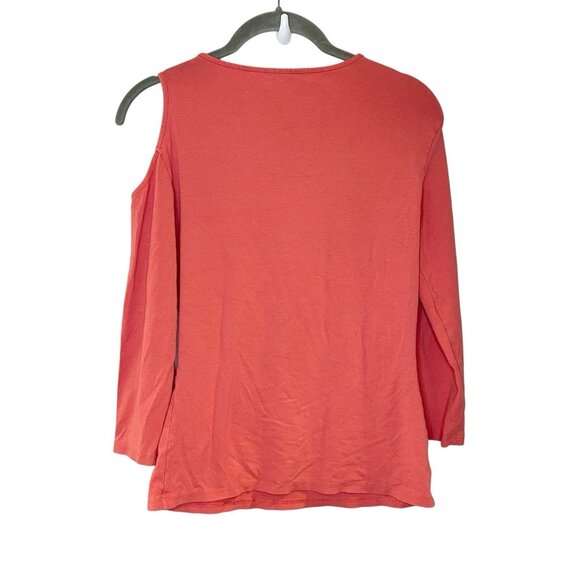 Cache Top Pink S Cut Out Cold Shoulder Tee Rhinestone Barbie Tight Fit Stretch - Picture 2 of 4